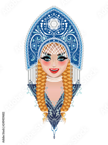Blonde girl in kokoshnik