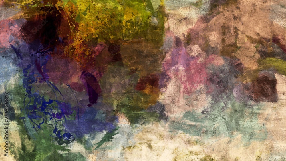 abstract psychedelic background from color chaotic brush strokes of different brush sizes watercolor stylization