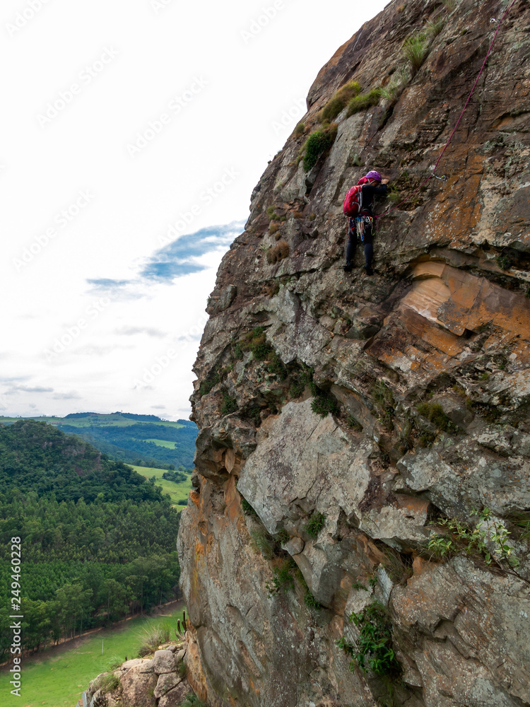 Rock climber in Cuscuzeiro sandstone rock