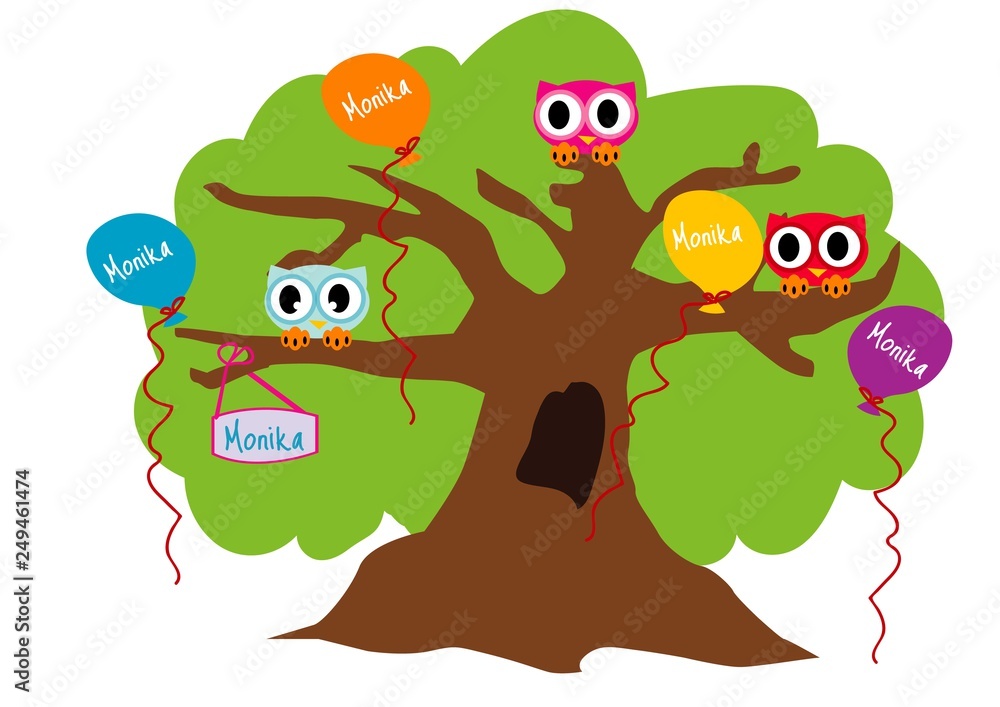 Obraz premium sowa, urodziny, imię