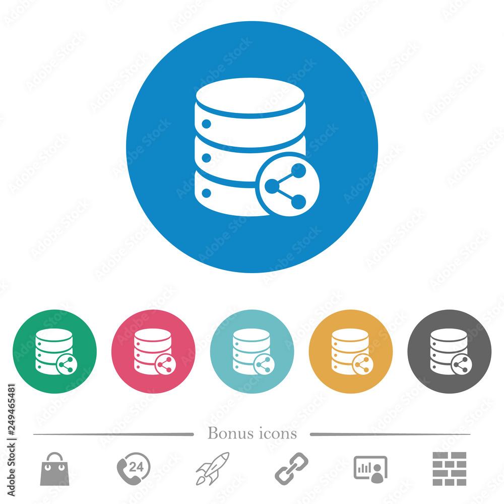 Database table relations flat round icons Database table relations flat round icons