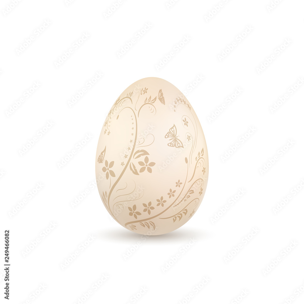 Easter egg 3D icon. Pastel egg, isolated white background. Floral hand drawn design, flower branch leaf decoration pattern Happy Easter celebration. Holiday element. Spring symbol. Vector illustration Easter egg 3D icon. Pastel egg, isolated white background. Floral hand drawn design, flower branch leaf decoration pattern Happy Easter celebration. Holiday element. Spring symbol. Vector illustration
