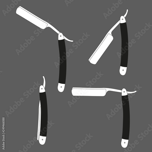 Set of barber straight razor. Vector illustration