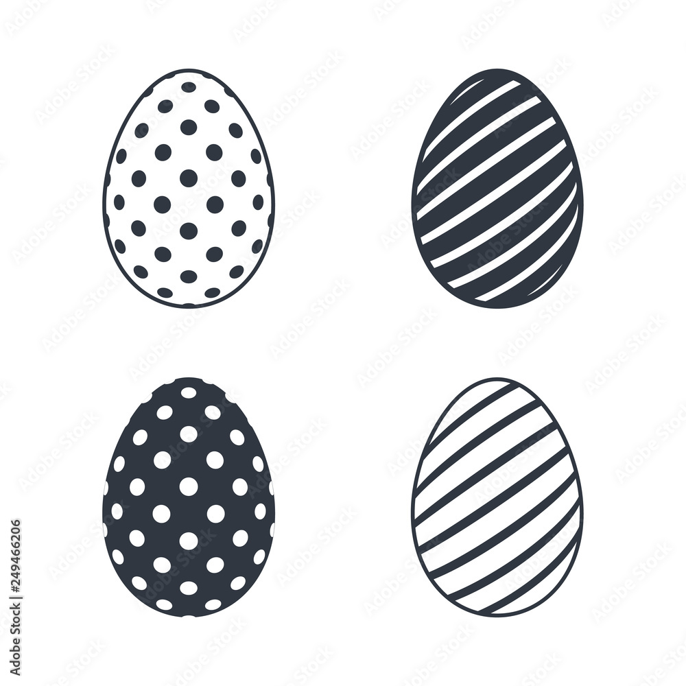 Easter egg icons. Black eggs set, isolated white background. Simple design, decoration Happy Easter. Holiday decorative elements collection. Cute pattern ornament. Spring symbol. Vector illustration Easter egg icons. Black eggs set, isolated white background. Simple design, decoration Happy Easter. Holiday decorative elements collection. Cute pattern ornament. Spring symbol. Vector illustration
