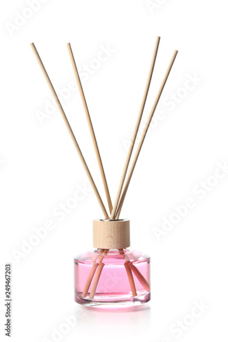 Reed diffuser on white background