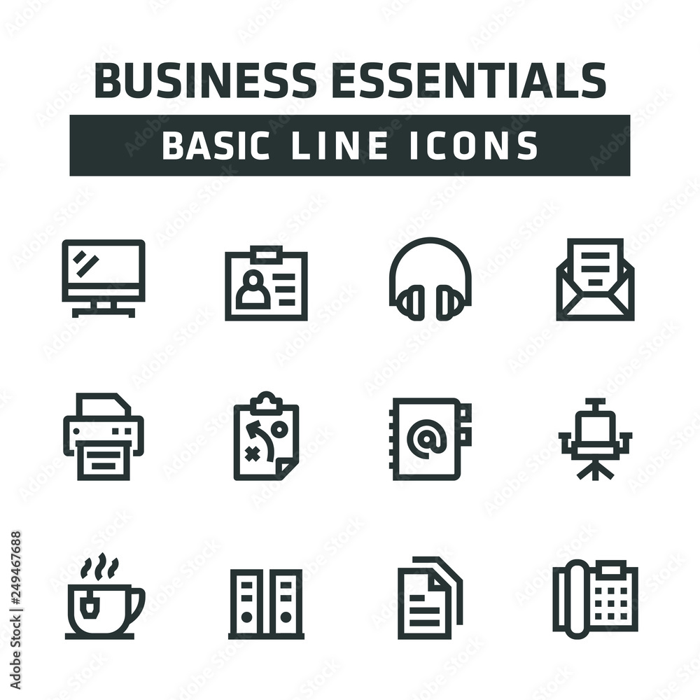 BUSINESS ESSENTIALS LINE ICONS BUSINESS ESSENTIALS LINE ICONS