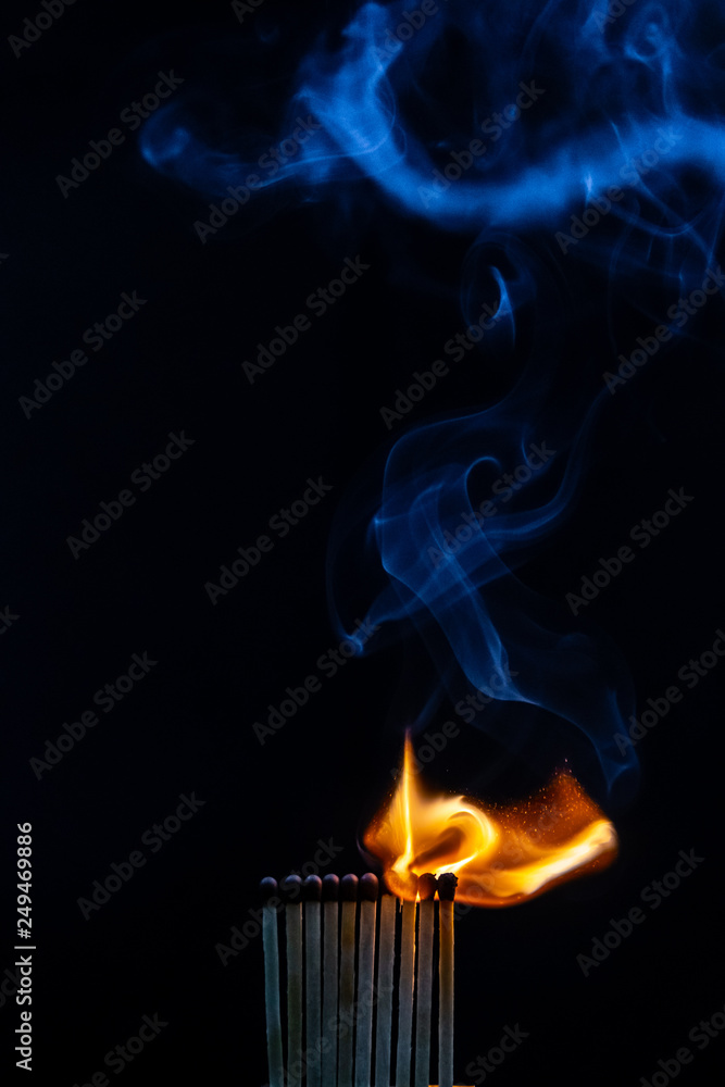 Match, smoke and flame Match, smoke and flame