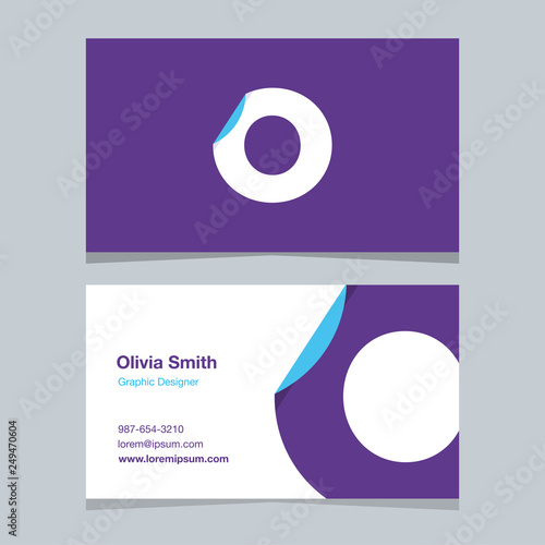 O, monogram logo with business card template. photo