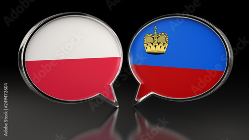 Free Download Poland and Liechtenstein flags with Speech Bubbles. 3D illustration - GFXLoad