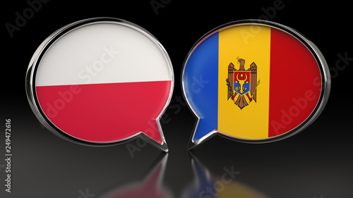 Free Download Poland and Moldova flags with Speech Bubbles. 3D illustration - GFXLoad