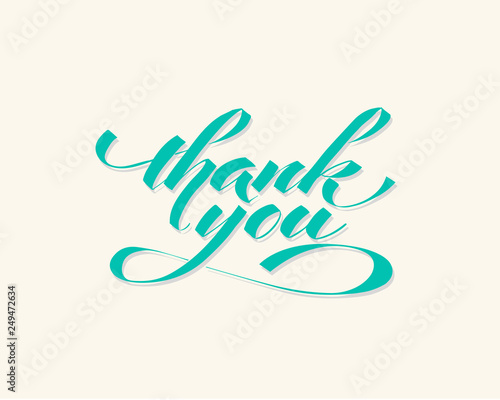 Thank you - hand lettering inscription to holiday design, black and white ink calligraphy