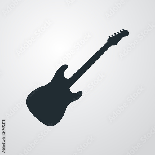 Icono plano silueta de guitarra eléctrica en fondo gris