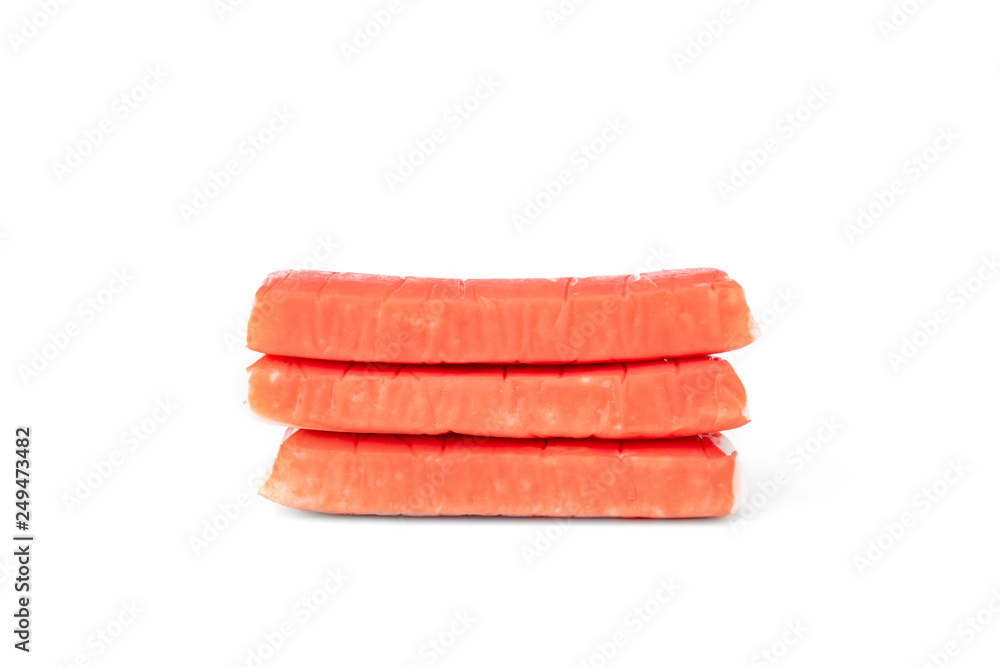 Crab sticks isolated on white background. Crab sticks isolated on white background.