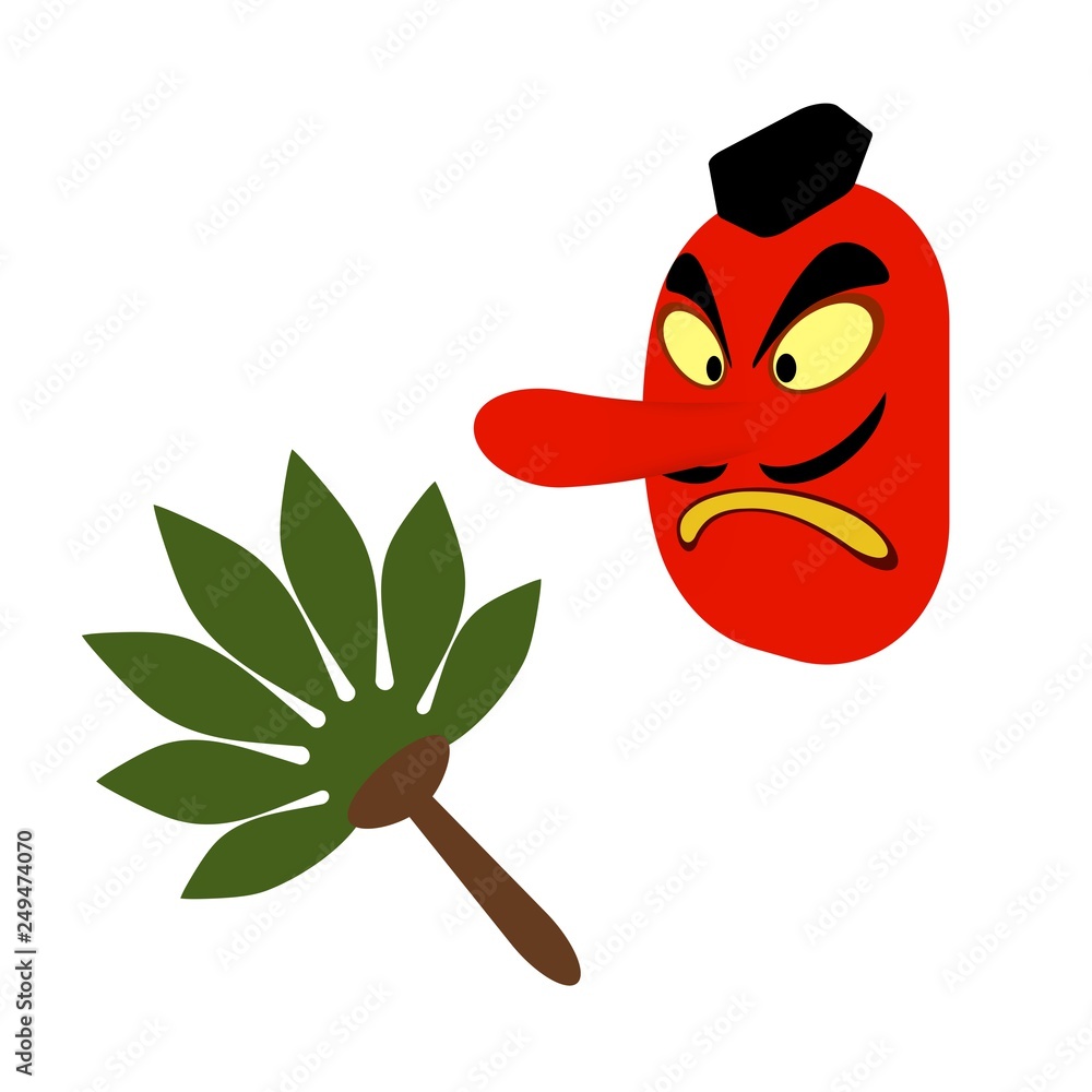 天狗とヤツデのうちわ Stock イラスト Adobe Stock