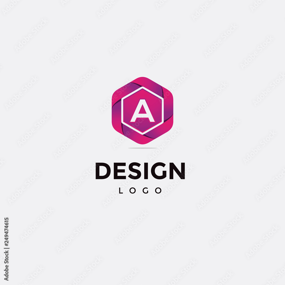 Vector logo design, hexagon icon, and initials a Vector logo design, hexagon icon, and initials a