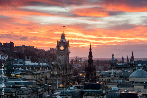 cityscape of Edinburgh at sunset © schame87
