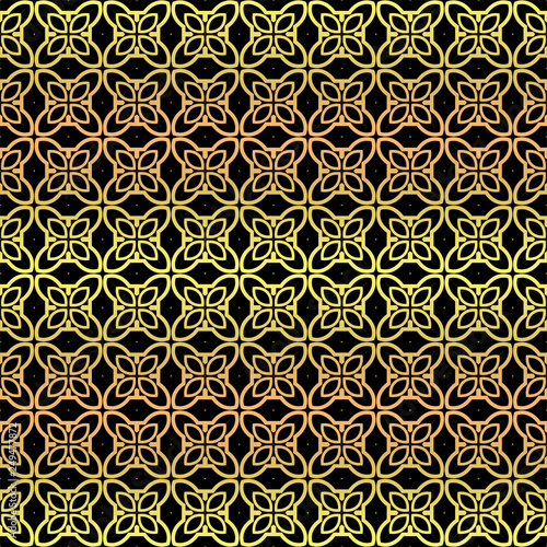Luxury seamless Lace Geometric Ornament. Vector illustration. Black  gold color