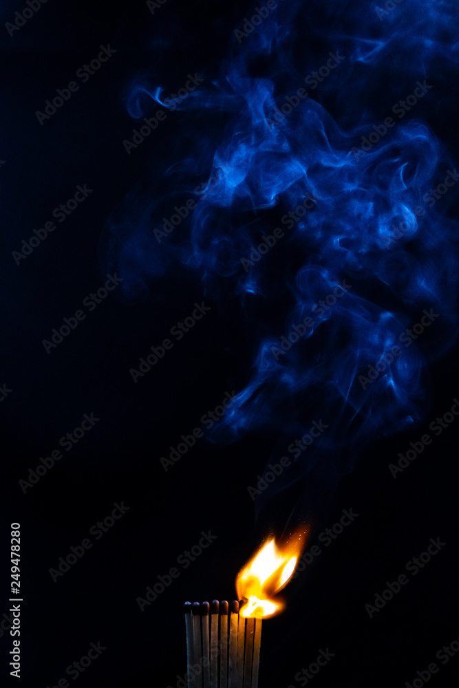 Match, smoke and flame Match, smoke and flame