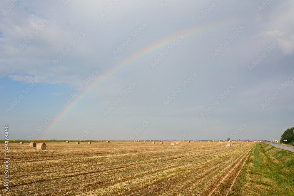 Rainbow in the sky after the harvest Rainbow in the sky after the harvest
