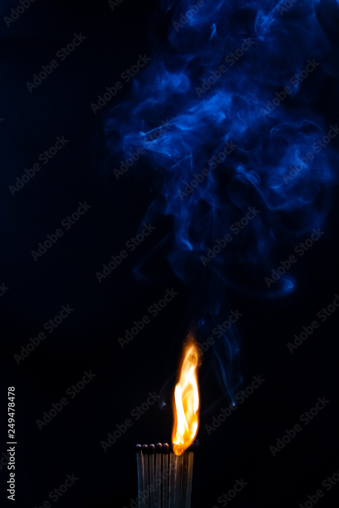 Match, smoke and flame Match, smoke and flame