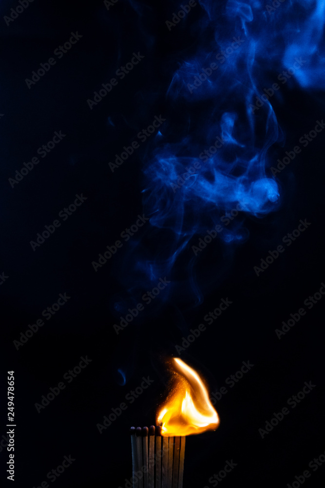 Match, smoke and flame Match, smoke and flame