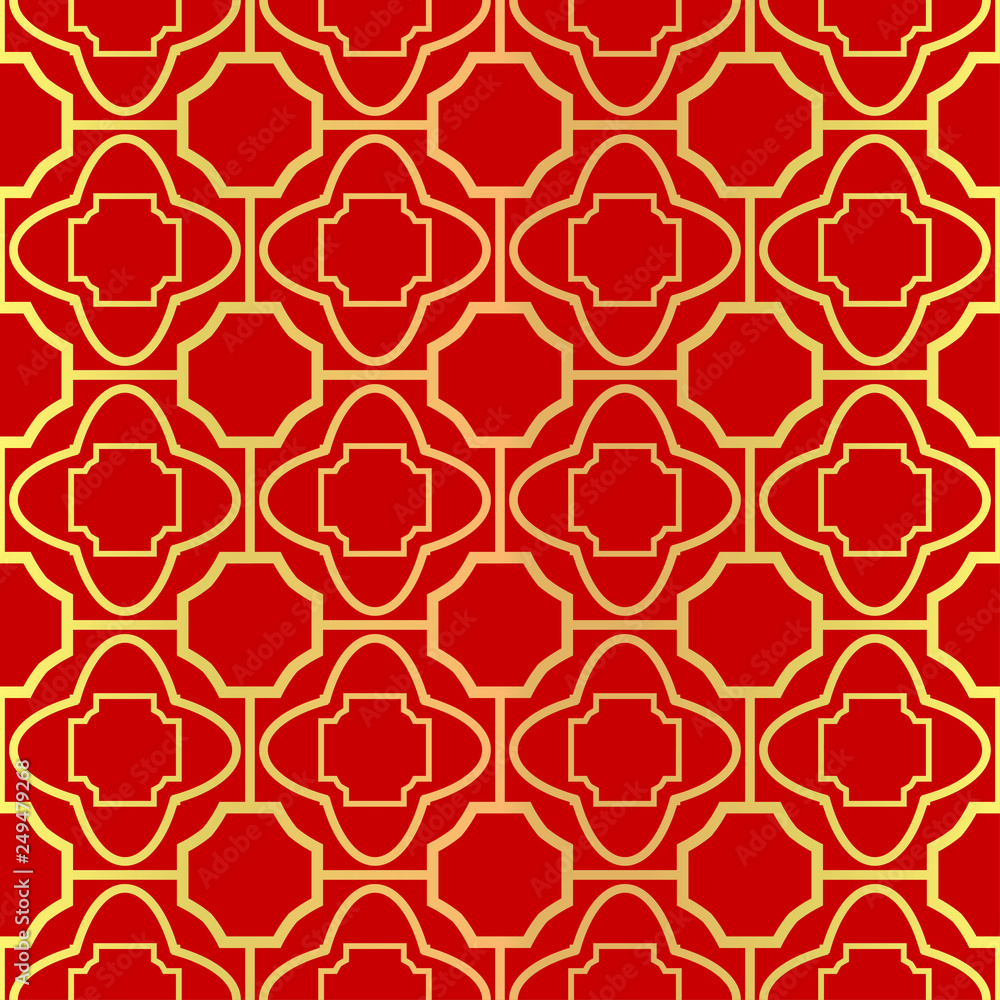 Luxury Stylish Geometry Seamless Pattern Art Deco Background. Texture For Wallpaper, Invitation. Vector Illustration. red gold color Luxury Stylish Geometry Seamless Pattern Art Deco Background. Texture For Wallpaper, Invitation. Vector Illustration. red gold color