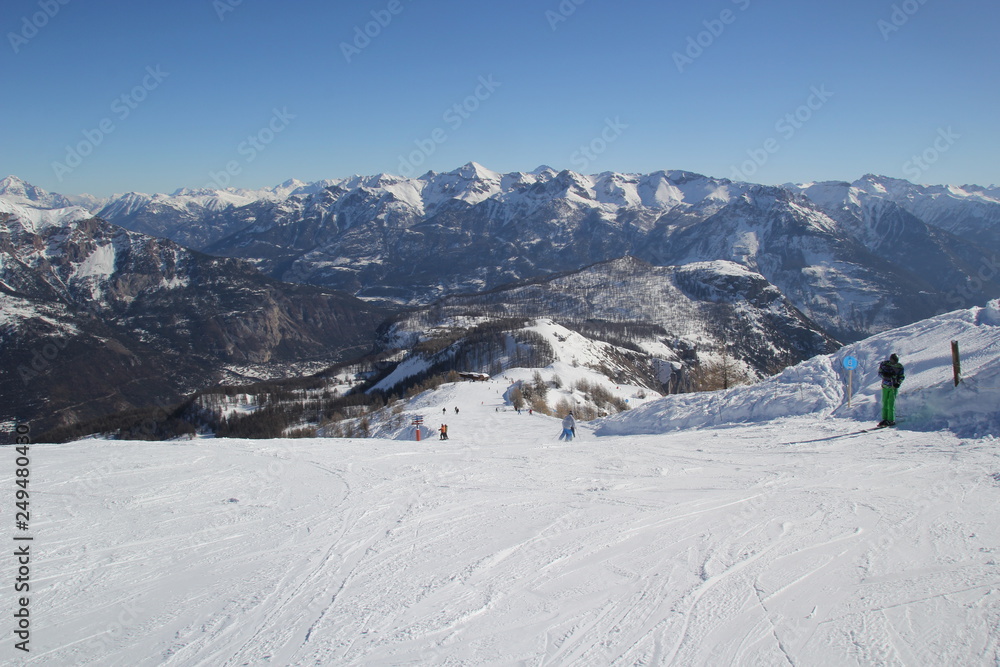 Winter landscape in Puy Saint Vincent - Alps in France