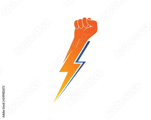 strong hand with power thunder illustration vector