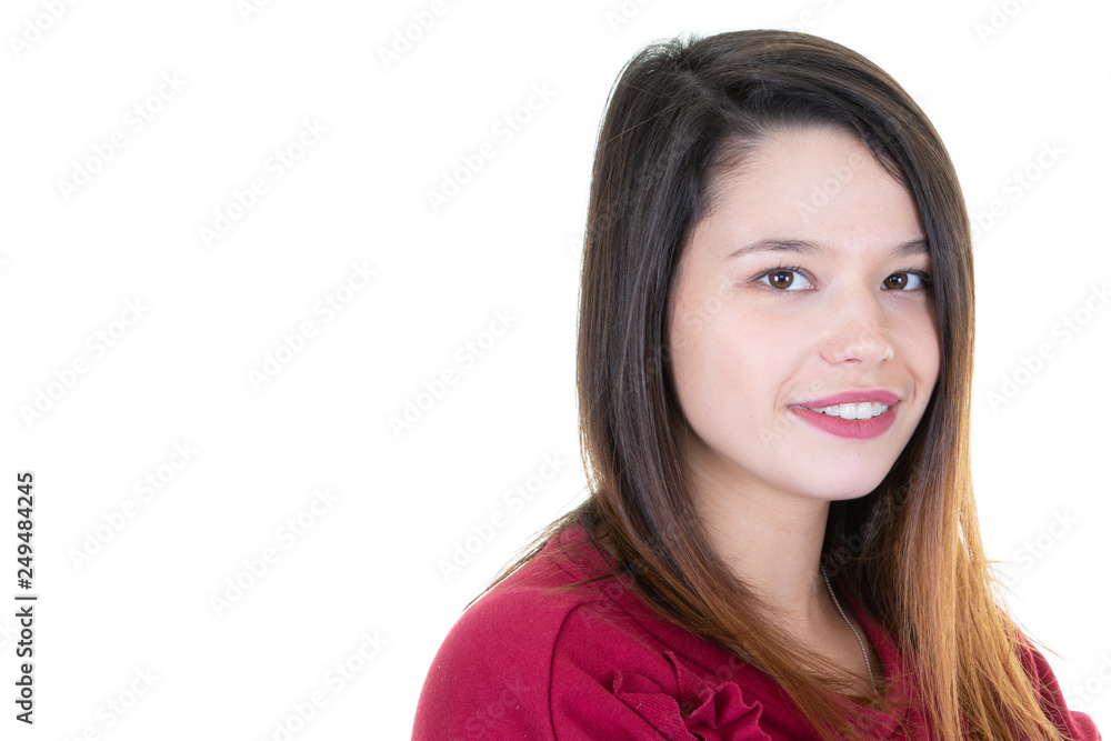 attractive woman posing isolated in white blank copy space background attractive woman posing isolated in white blank copy space background