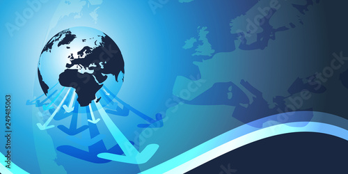 3D Earth Globe Concept Design - Abstract Business or Technology Background with Arrows - Vector Illustration 