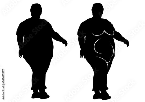Figure of a fat woman on a white background