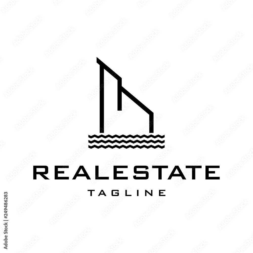 Riverbank real estate logo design template Riverbank real estate logo design template