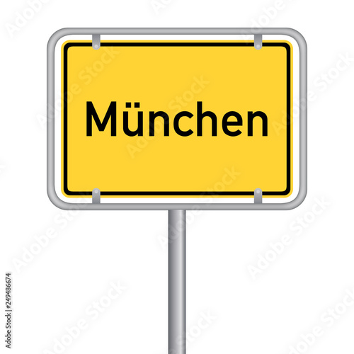 Ortsschild - Landeshauptstadt München Ortseingangsschild. Vektor Eps10.