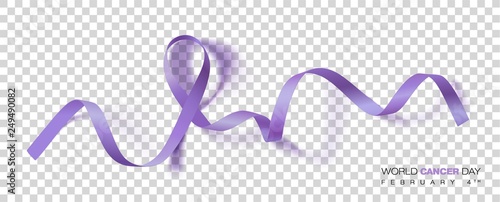 World Cancer Day concept. Lavender Ribbon. Vector Illustration.