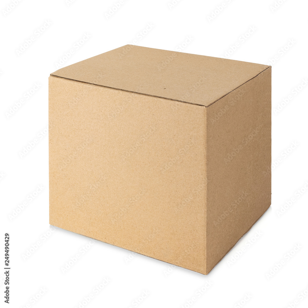 Cardboard box isolated on white background. Side view Cardboard box isolated on white background. Side view