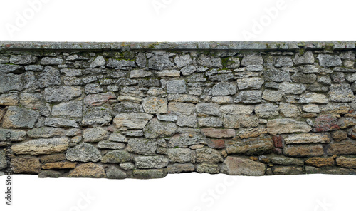 old wall of stone shell rock of arbitrary shape. isolated image photo