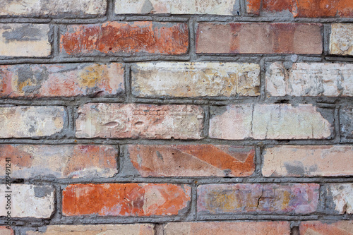 Old brick wall background closeup