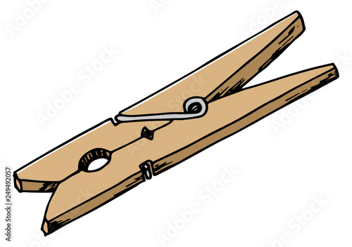 hand drawn wooden clothespin