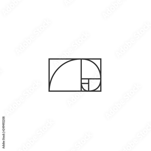 Golden ratio traditional proportions vector icon Fibonacci spiral 