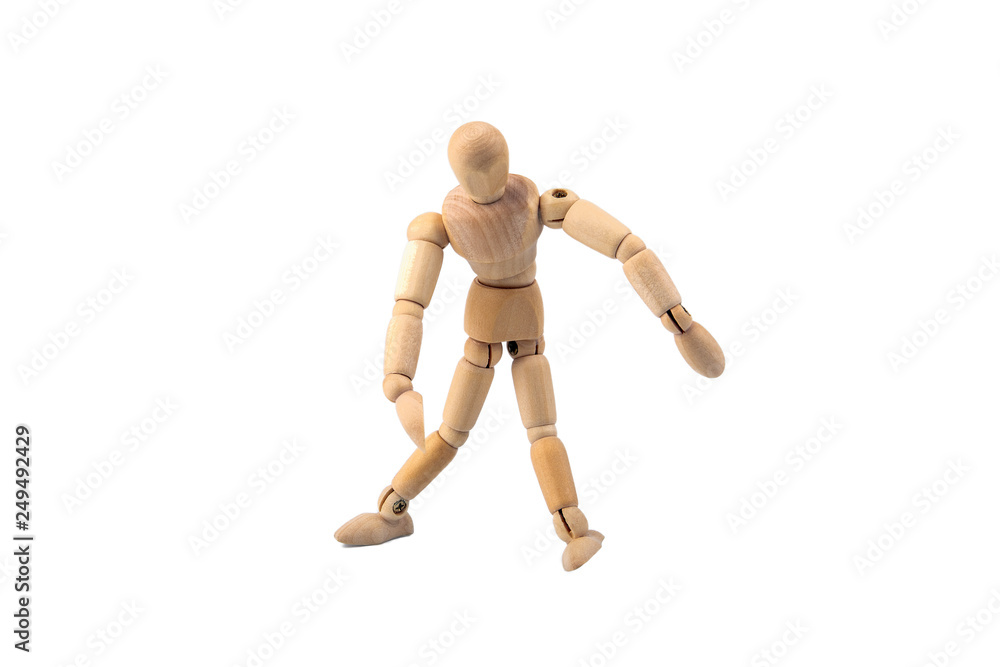 wooden human model on a white background. Joint, motion and posture wooden human model on a white background. Joint, motion and posture