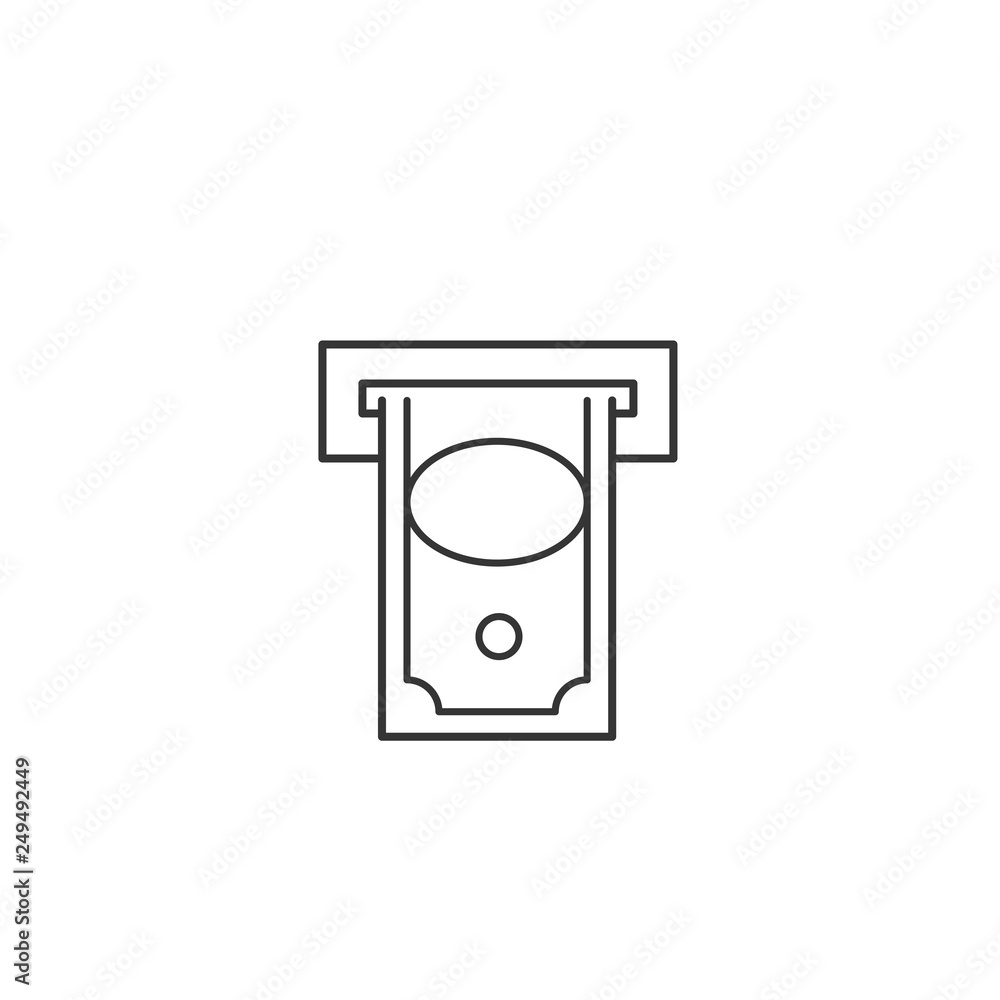 Bank cashpoint with money thin line vector icon Bank cashpoint with money thin line vector icon