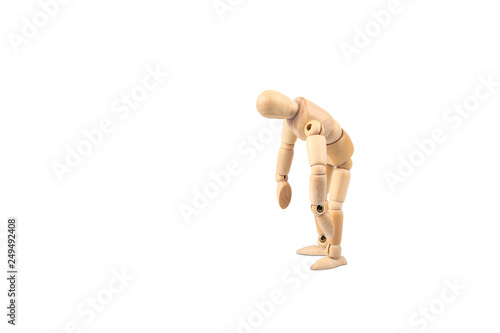 wooden human model on a white background. Joint  motion and posture