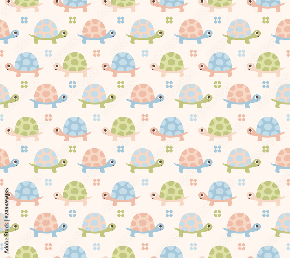 seamless turtle cartoon pattern - Vector seamless turtle cartoon pattern - Vector