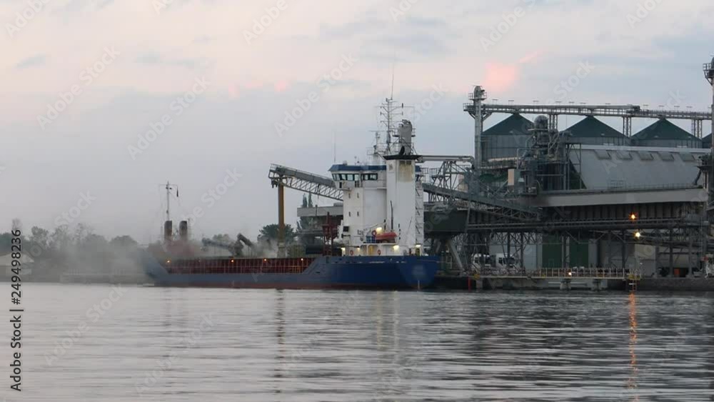 General Cargo Ship Loaded Unloaded in Harbor Docks General Cargo Ship Loaded Unloaded in Harbor Docks
