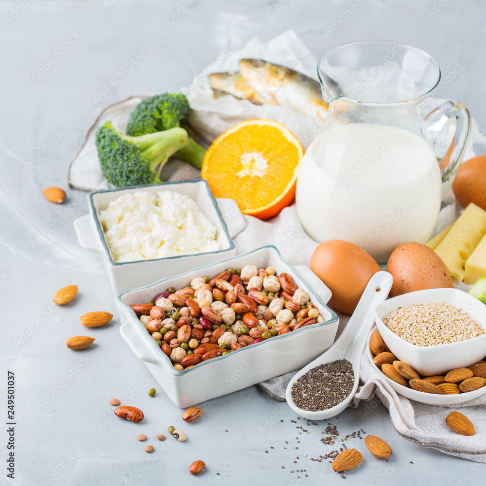 Assortment of healthy calcium source food Assortment of healthy calcium source food
