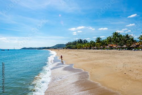 Nha Trang - Vietnam. December 13, 2015. Forming a magnificent sweeping arc, Nha Trang's 6km-long golden-sand beach is the city's trump card.