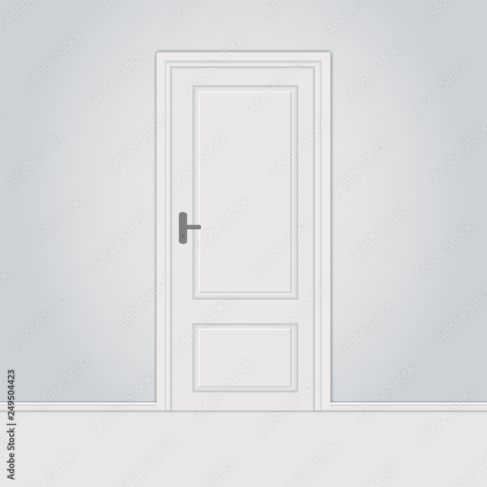 Vector realistic closed white entrance door Vector realistic closed white entrance door