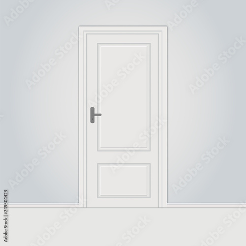 Vector realistic closed white entrance door