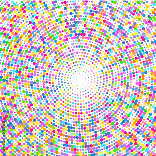  The multicolored dots in a circle on a white.
