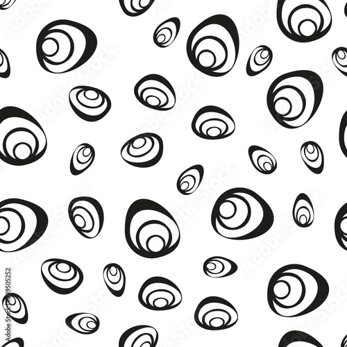 Organic Irregular Rounded Shapes. Abstract Geometric Background Design. Vector Seamless Black and White Pattern.